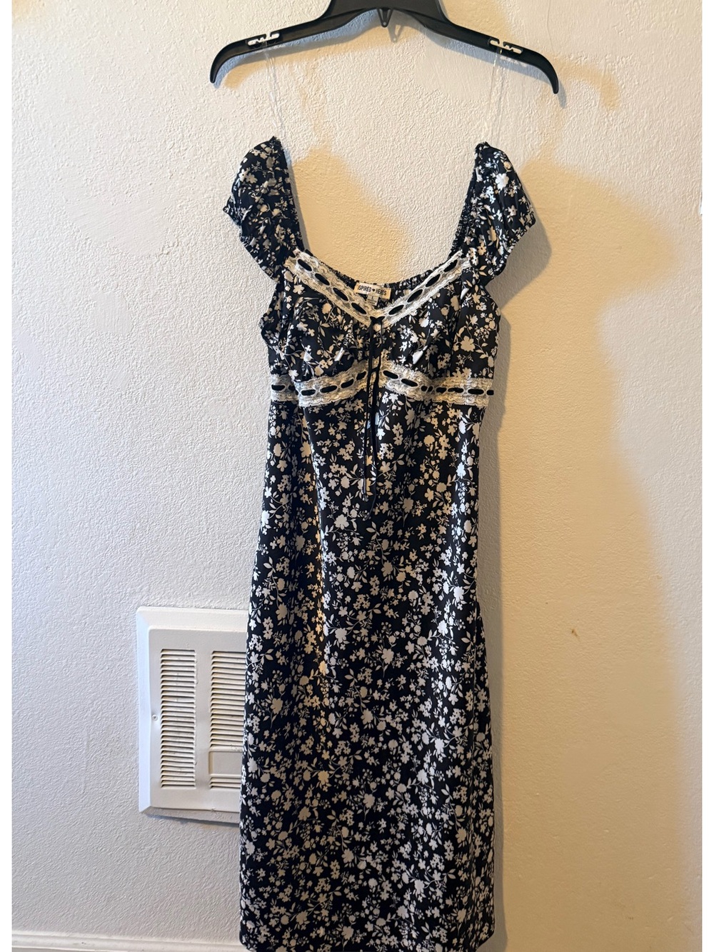 Black and White Floral Midi Dress